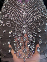 Lavender Silver Rhinestone Bodice Applique
