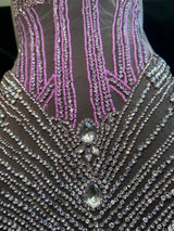 Lavender Silver Rhinestone Bodice Applique