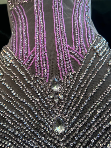Lavender Silver Rhinestone Bodice Applique