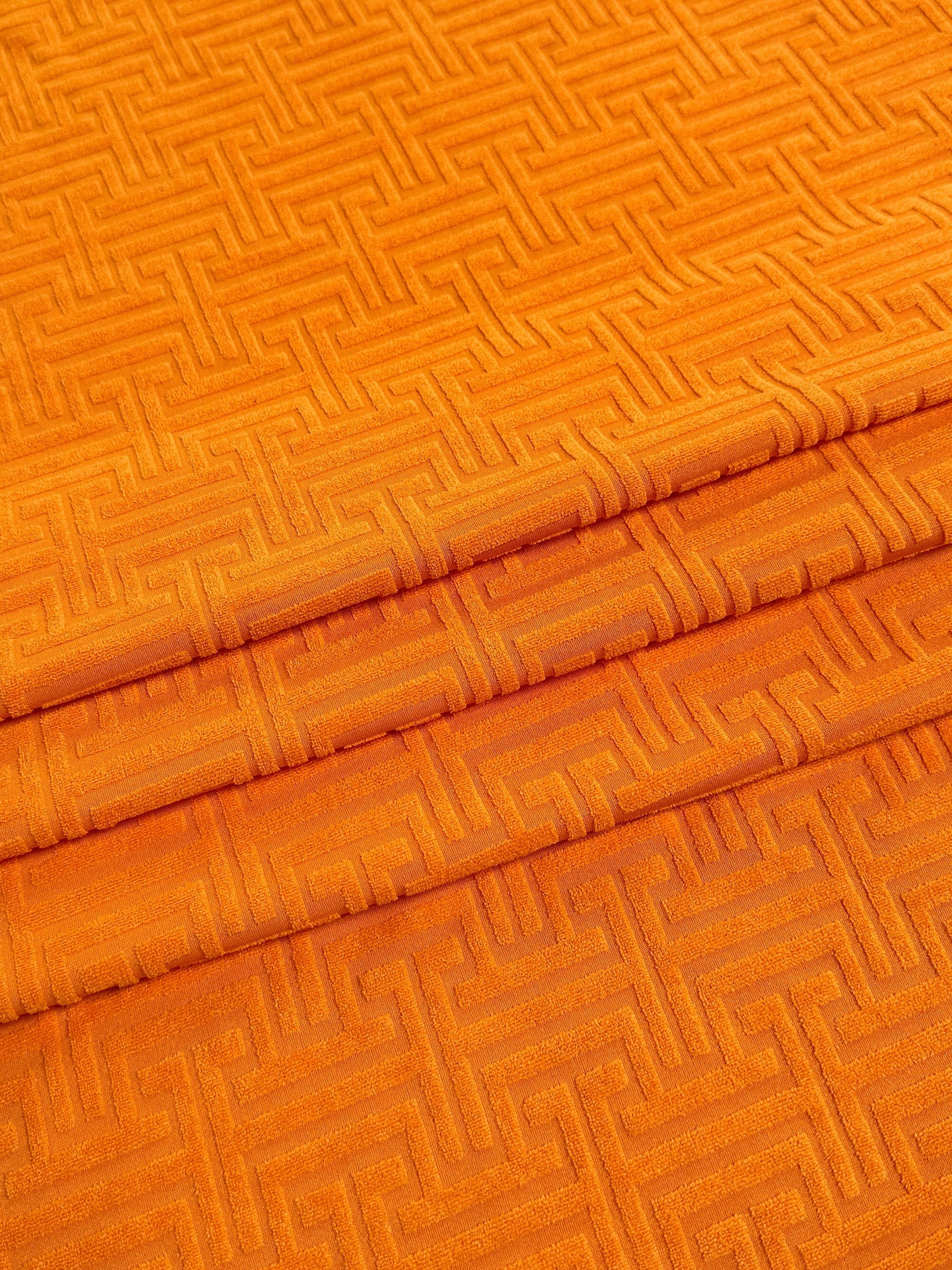 Shiny Jersey Knit Orange Geometric Pattern