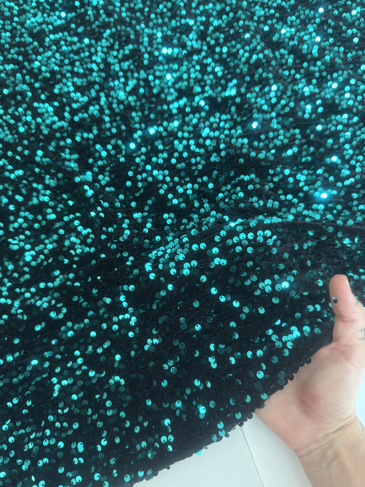 Sequin Velvet Jade Green