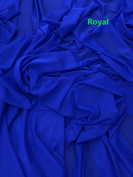 Power Mesh Nylon Spandex Fabric - Royal Blue, Sheer Mesh, 60" Width