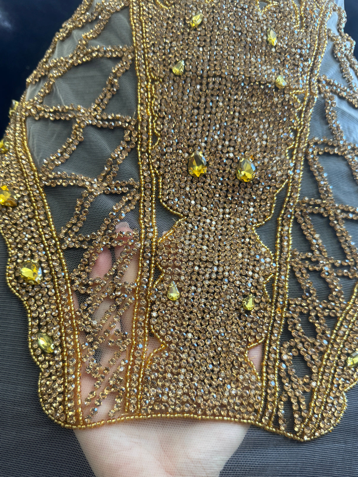 Gold Rhinestone Bodice Applique