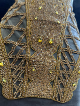 Gold Rhinestone Bodice Applique