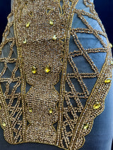 Gold Rhinestone Bodice Applique