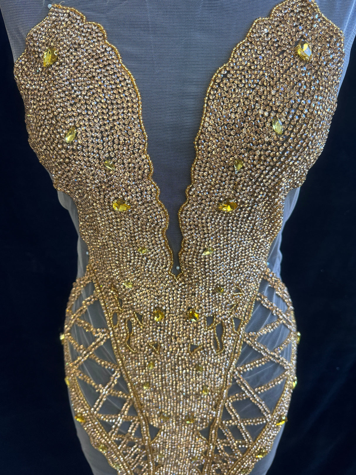 Gold Rhinestone Bodice Applique