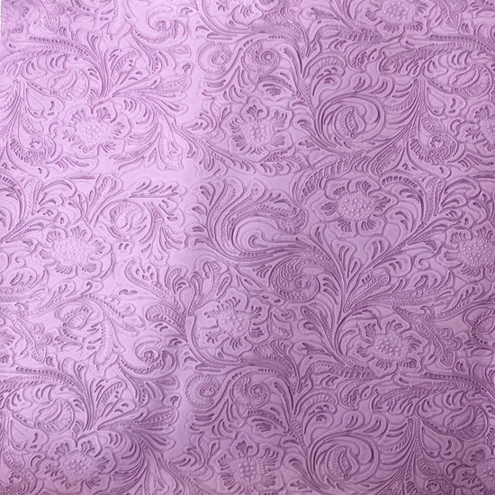 Lavender Western Floral Pu Leather Vinyl Fabric,