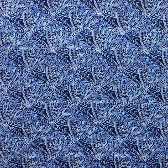 Poly-Cotton Fabric Traditional Polynesian Tattoo Triangle Formation Design