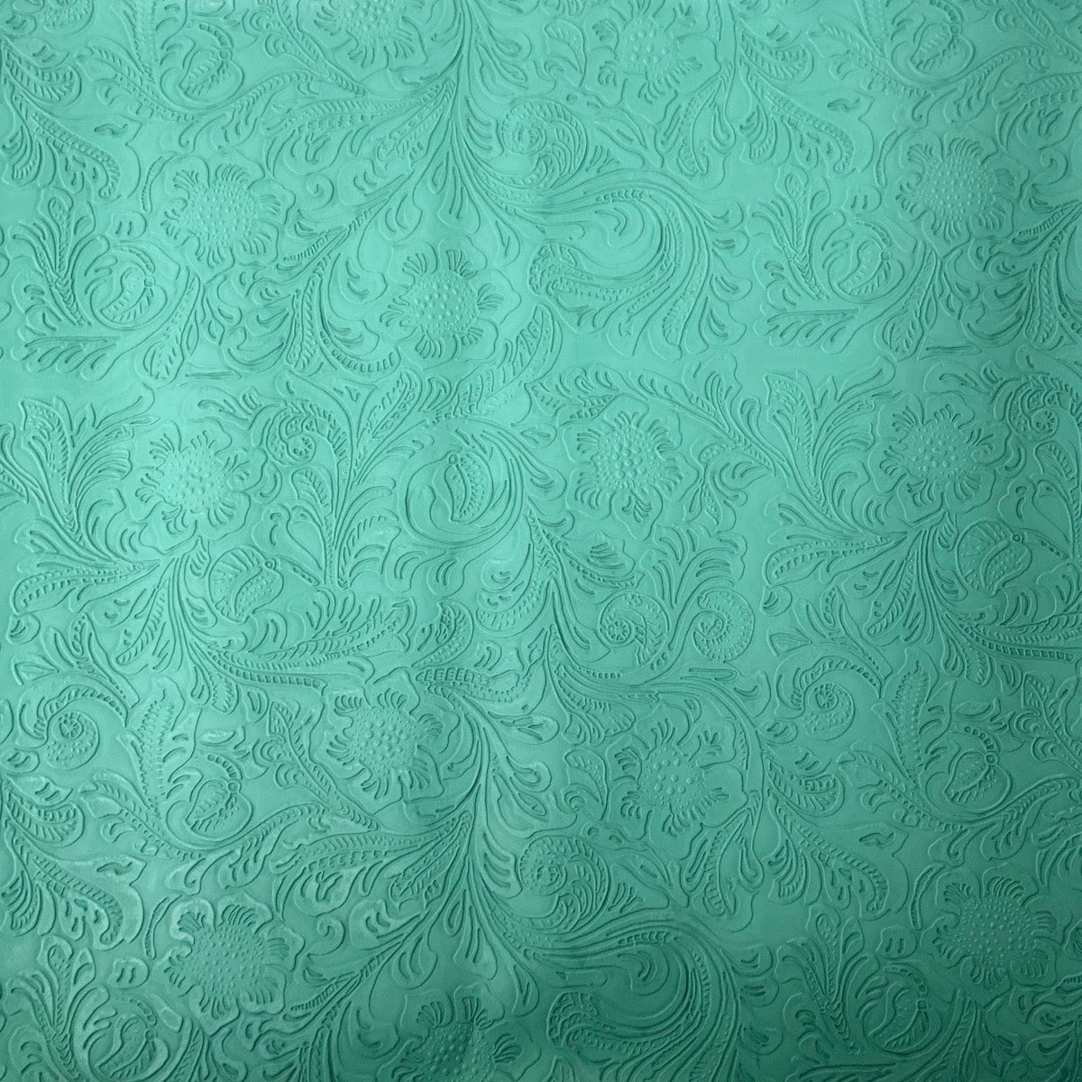 Western Floral PU Faux Leather Vinyl Fabric - Western Floral Pattern, 56" Width (1 Yard)