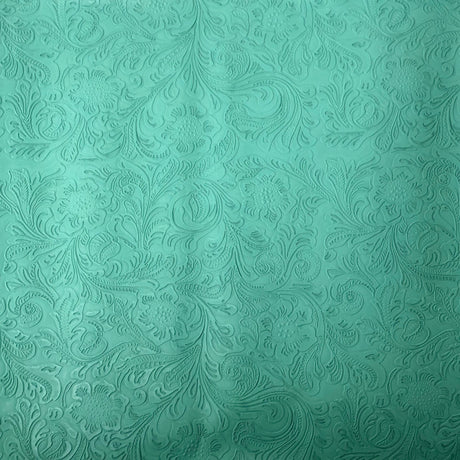 Western Floral PU Faux Leather Vinyl Fabric - Western Floral Pattern, 56" Width (1 Yard)