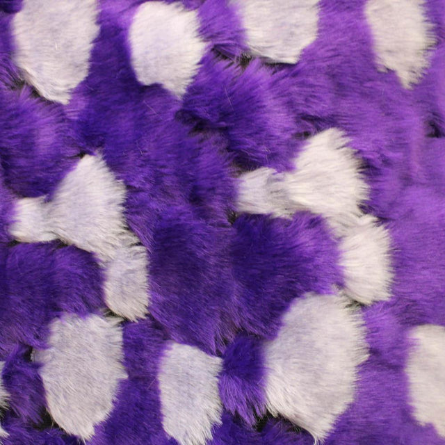 Purple Gray Bricks Faux Fur Long Pile Fabric,
