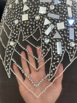 Silver Mirror Rhinestone Bodice Applique