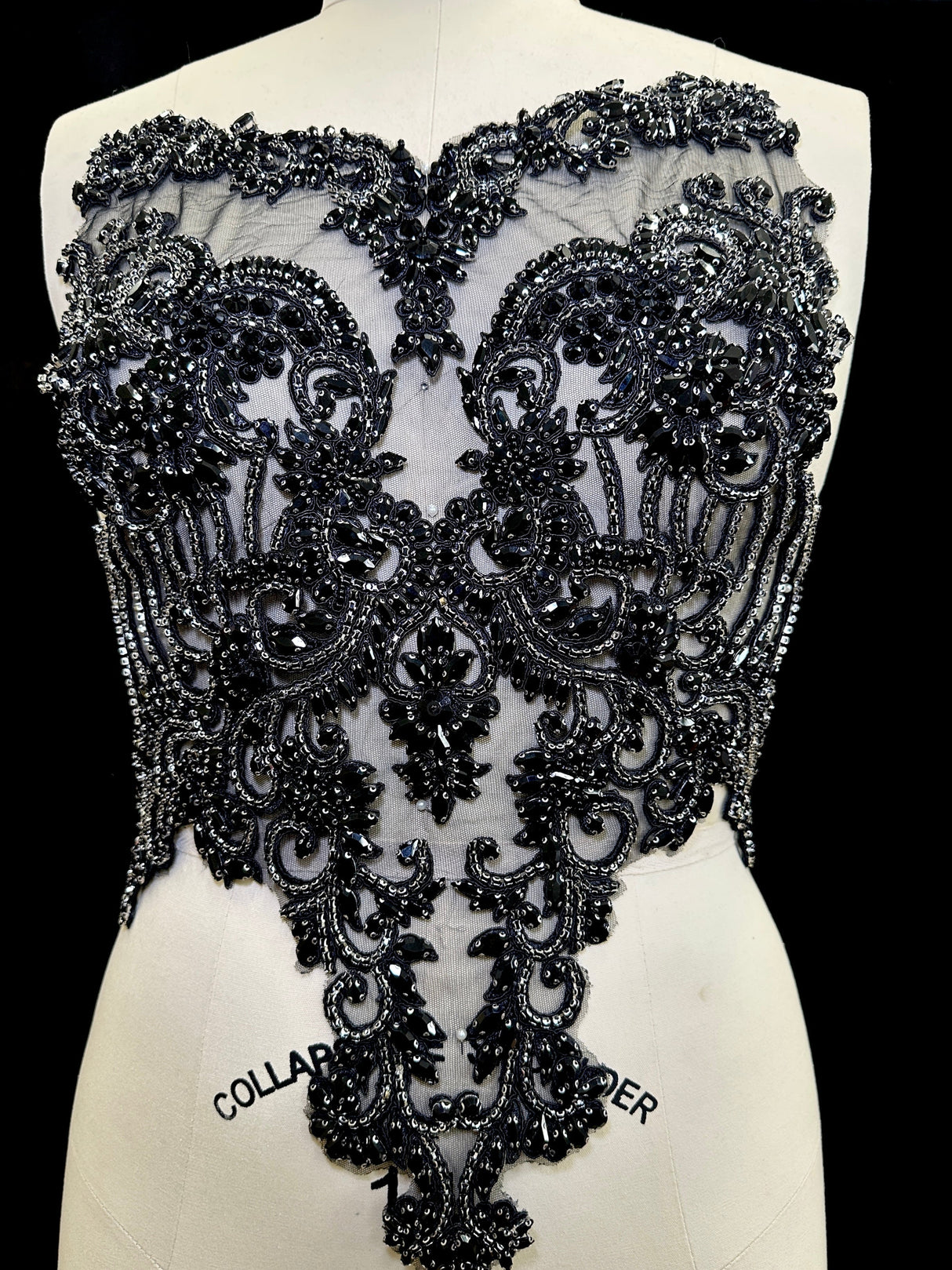 Black Rhinestone Bodice Applique