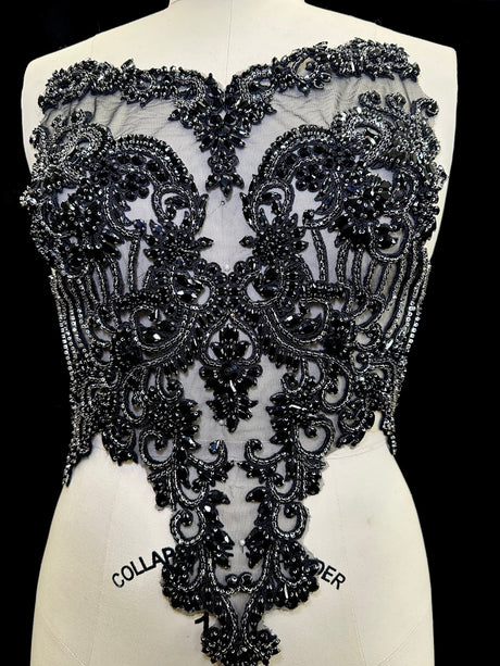 Black Rhinestone Bodice Applique