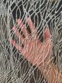 Glitter Lace on Mesh Silver White