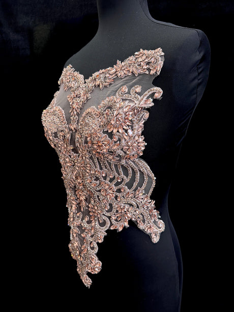 Blush Pink Rhinestone Bodice Applique