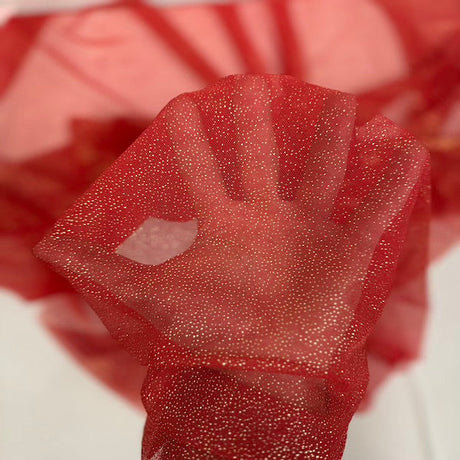 Metallic Foil Dotted Mesh Fabric