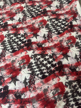Printed Nylon Spandex Red & Black Abstract American Flag