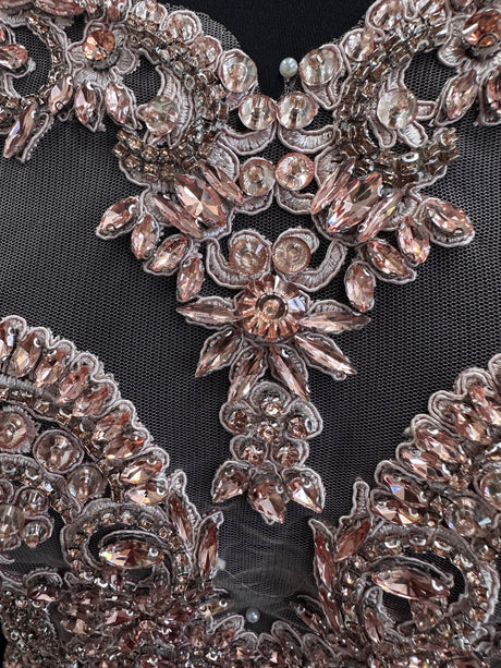Blush Pink Rhinestone Bodice Applique