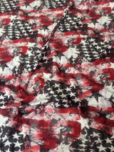 Printed Nylon Spandex Red & Black Abstract American Flag