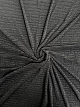 Stretch Jersey Knit Black Textured Geometric
