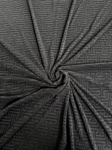 Stretch Jersey Knit Black Textured Geometric