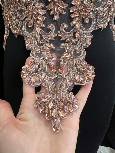 Blush Pink Rhinestone Bodice Applique