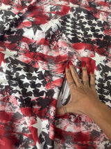 Printed Nylon Spandex Red & Black Abstract American Flag
