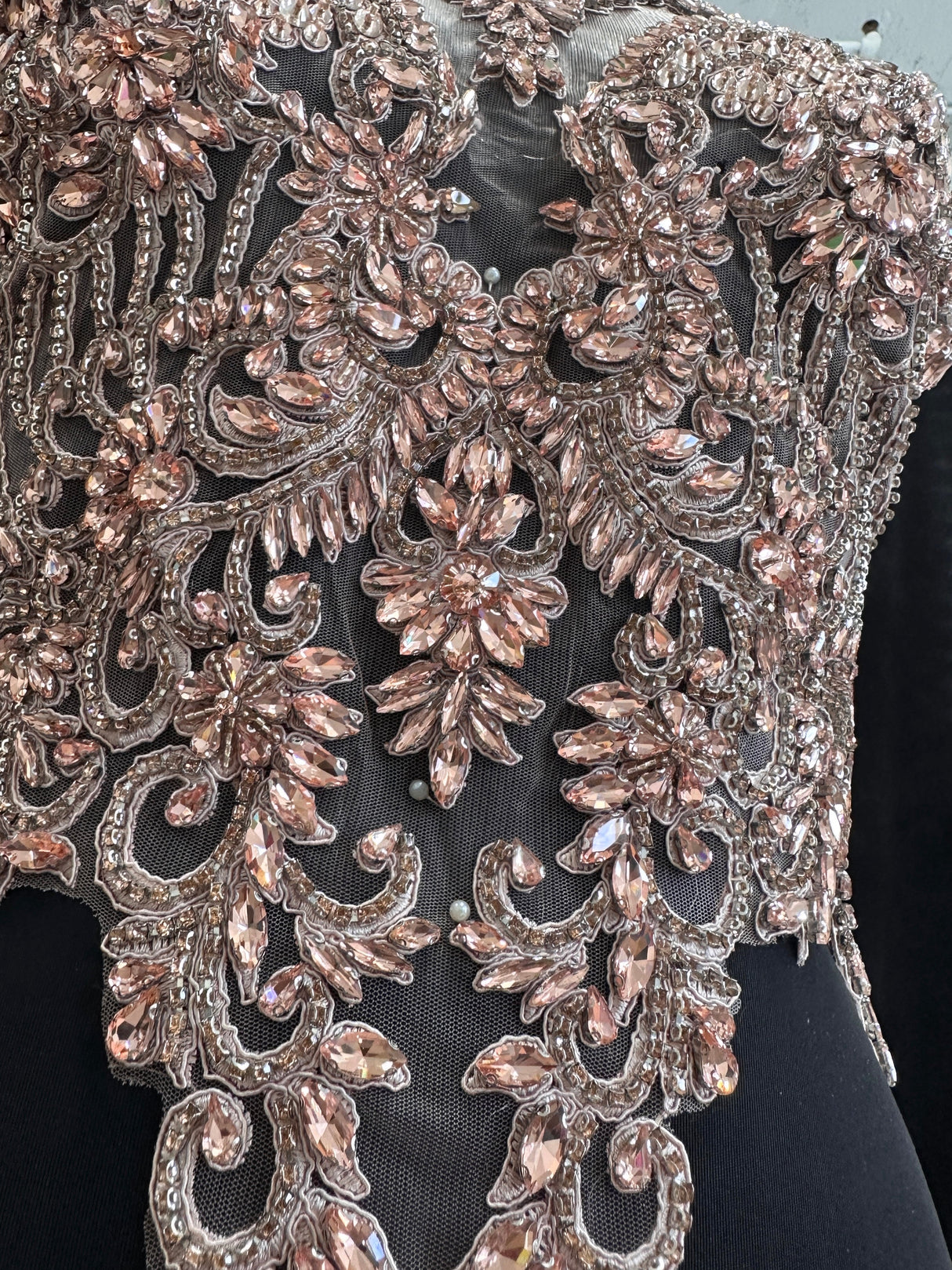 Blush Pink Rhinestone Bodice Applique