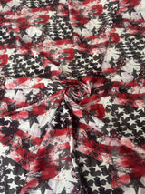 Printed Nylon Spandex Red & Black Abstract American Flag