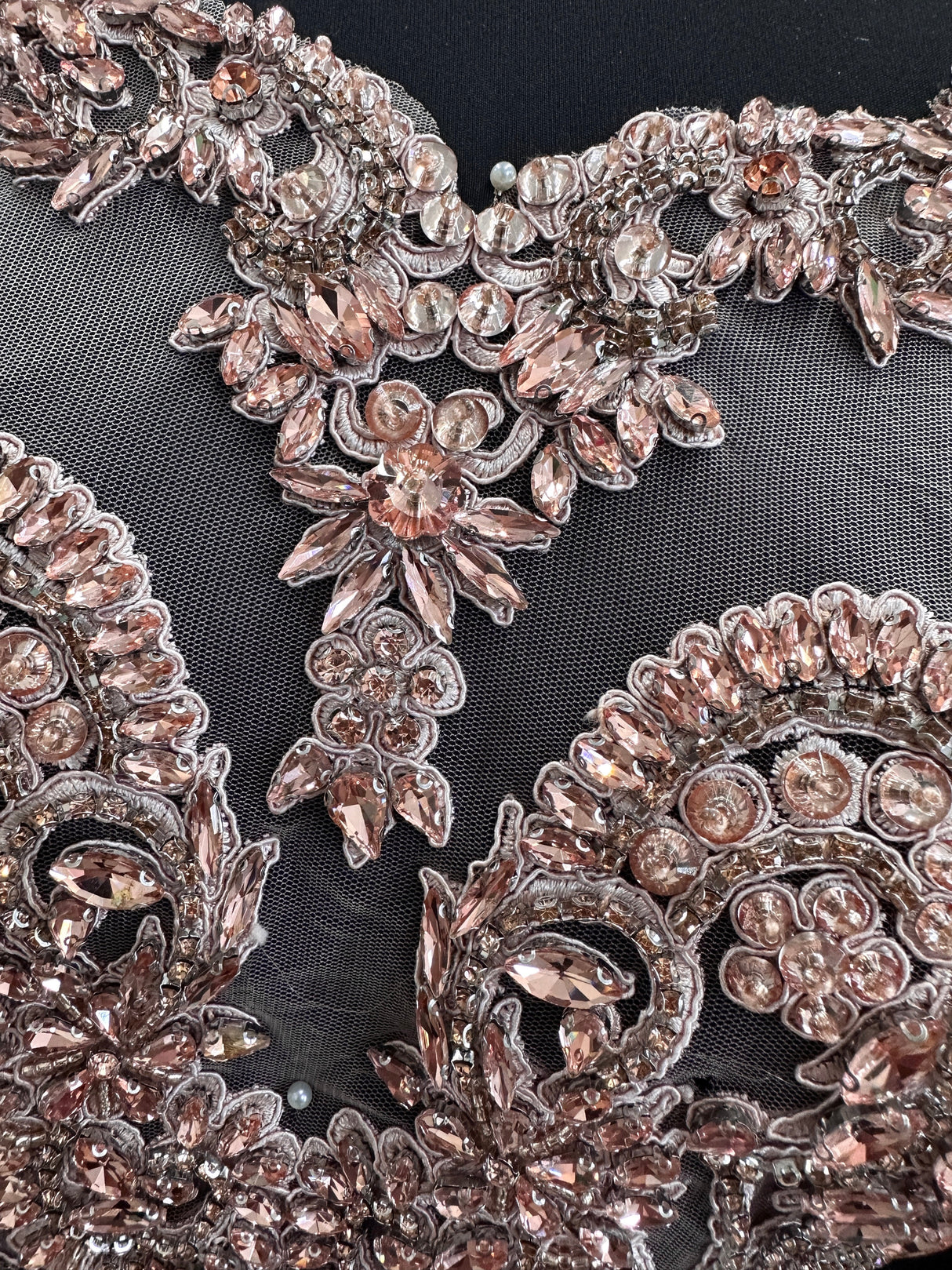 Blush Pink Rhinestone Bodice Applique