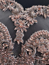 Blush Pink Rhinestone Bodice Applique