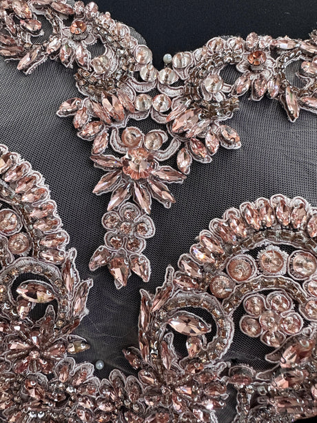 Blush Pink Rhinestone Bodice Applique