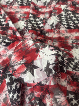 Printed Nylon Spandex Red & Black Abstract American Flag