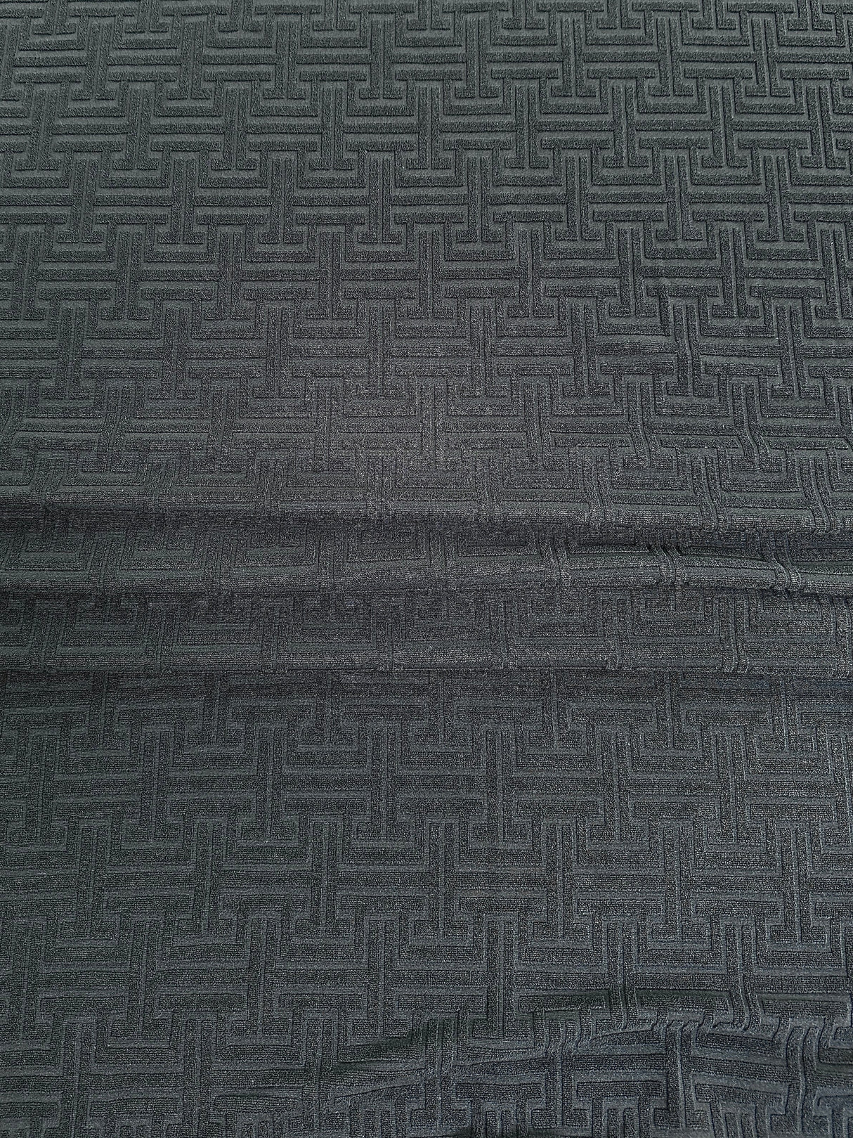 Stretch Jersey Knit Black Textured Geometric