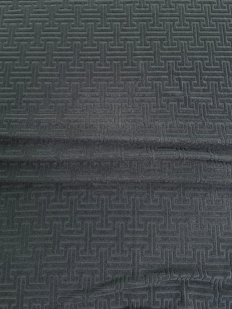 Stretch Jersey Knit Black Textured Geometric