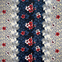 Plumeria Flowers & Leaves Parallel Design Rayon Fabric - Cream/Red/Navy, 36" X 45" Width (1 Yard)