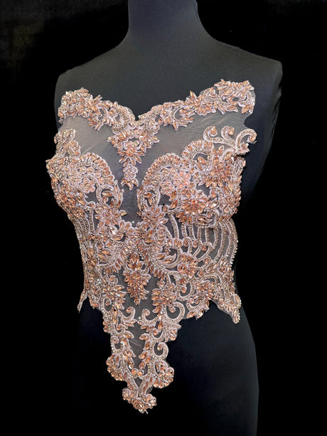 Blush Pink Rhinestone Bodice Applique