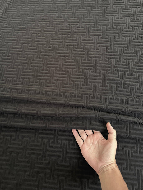 Stretch Jersey Knit Black Textured Geometric