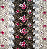 Rayon Fabric Plumeria Flowers & Leaves Parallel Design
