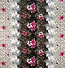 Plumeria Flowers & Leaves Parallel Design Rayon Fabric - Cream/Red/Navy, Floral Print, 36" X 45" (1 Yard)