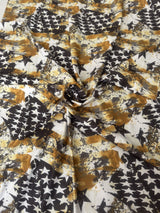 Printed Nylon Spandex Gold & Black Abstract American Flag