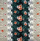 Plumeria Flowers & Leaves Parallel Design Rayon Fabric - Cream/Red/Navy, 36" X 45" Width (1 Yard)