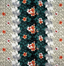 Plumeria Flowers & Leaves Parallel Design Rayon Fabric - Cream/Red/Navy, Floral Print, 36" X 45" (1 Yard)