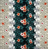 Plumeria Flowers & Leaves Parallel Design Rayon Fabric - Cream/Red/Navy, Floral Print, 36" X 45" (1 Yard)