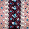 Plumeria Flowers & Leaves Parallel Design Rayon Fabric - Cream/Red/Navy, Floral Print, 36" X 45" (1 Yard)