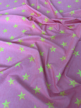 Printed Nylon Spandex Yellow Stars Bubble Pink
