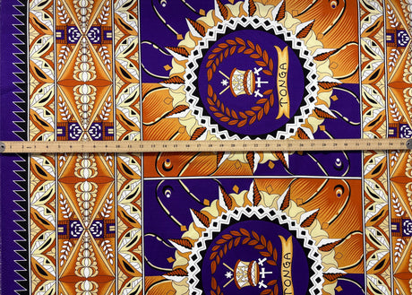 Cotton Barkcloth Tongan Seal Double Border Fabric