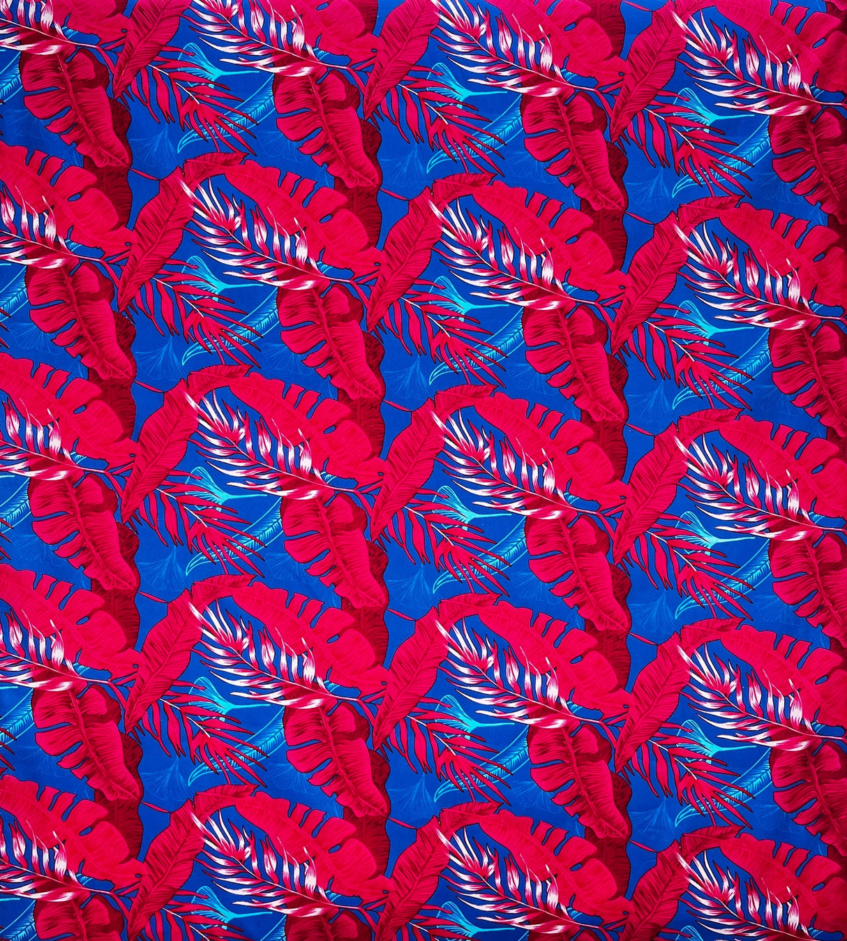 Tropical Leaves All Over Design Cotton Fabric - Tropical Leaves Pattern, 36" X 45" (1 Yard)
