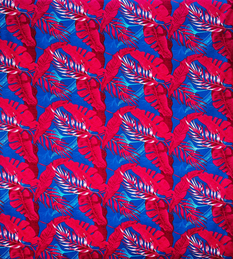 Tropical Leaves All Over Design Cotton Fabric - Tropical Leaves Pattern, 36" X 45" (1 Yard)